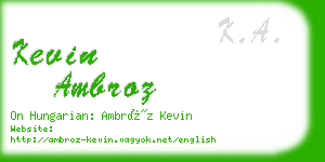 kevin ambroz business card